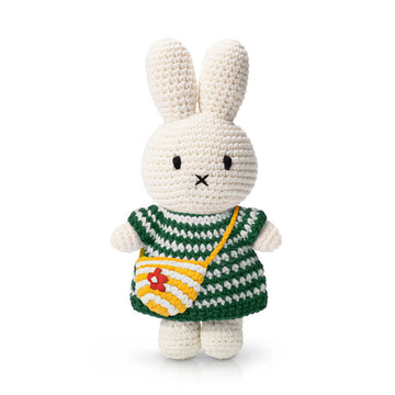 Miffy In Her Green Striped Dress And Flower Bag by Miffy Handmade