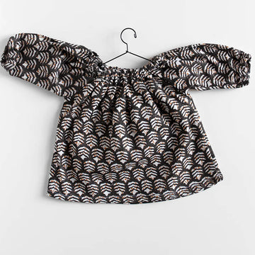 Block Print Dress in Black Domino by Polka Dot Club