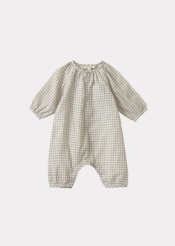 POPULUS BABY ROMPER - WHITE/NAVY CHECK