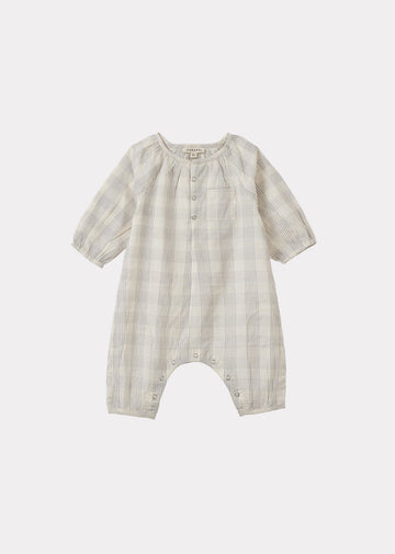 POPULUS BABY ROMPER - WHITE / BLACK CHECK
