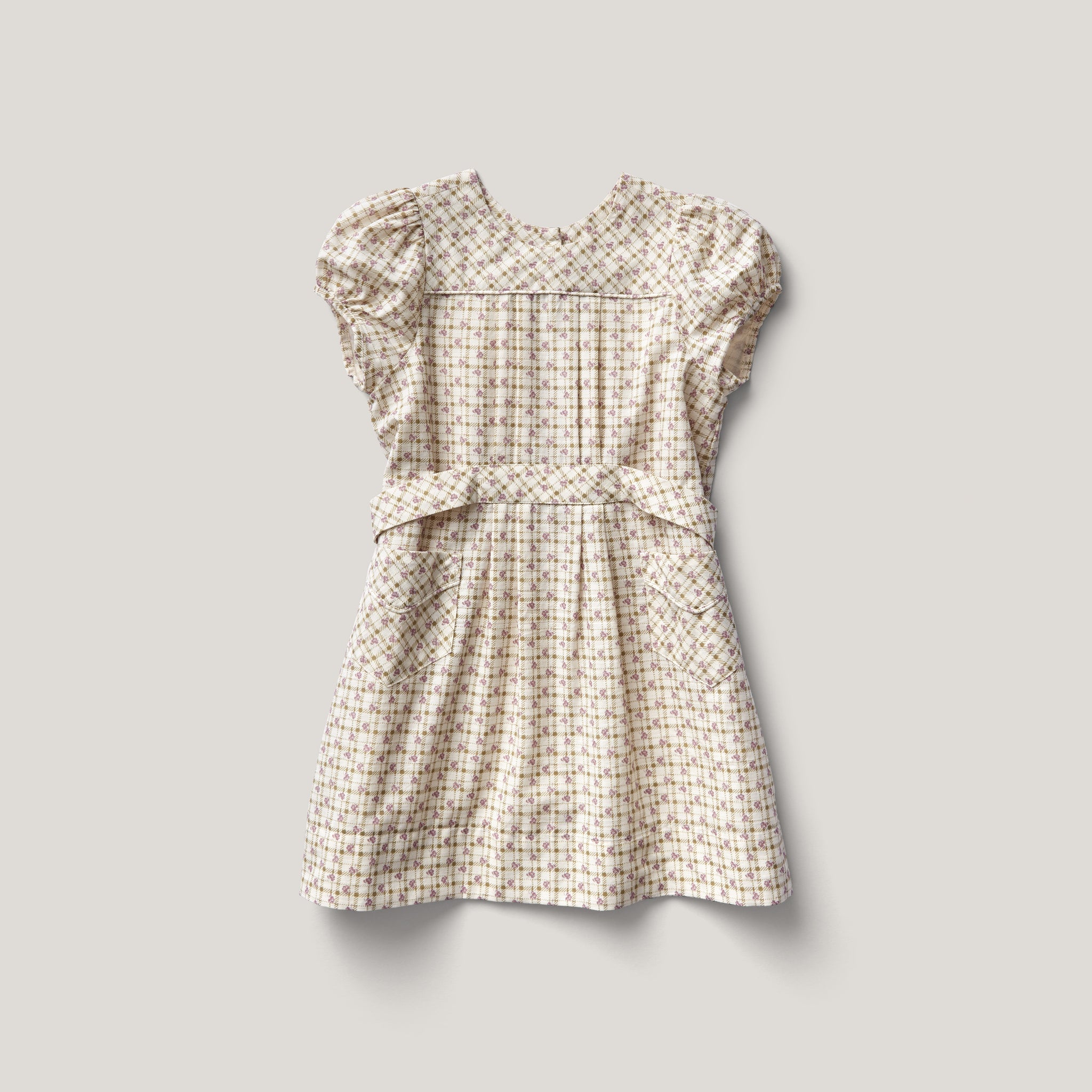 Ismay Dress, Checker Rose Print, Zinnia