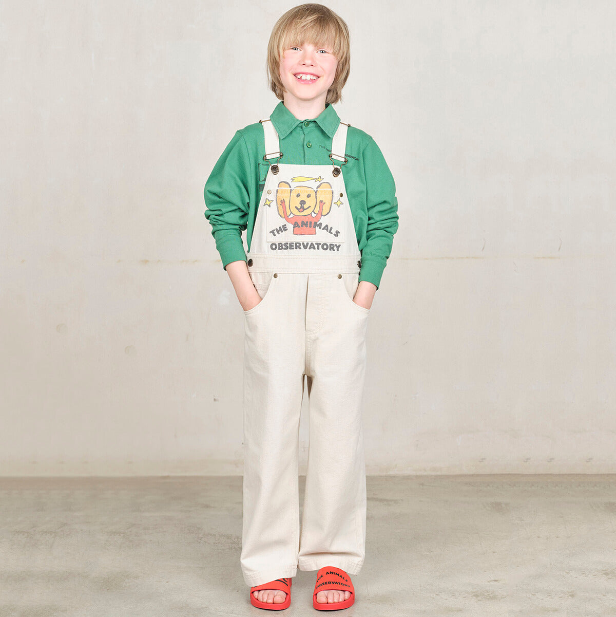 Mule Kids Dungarees in Raw White by The Animals Observatory