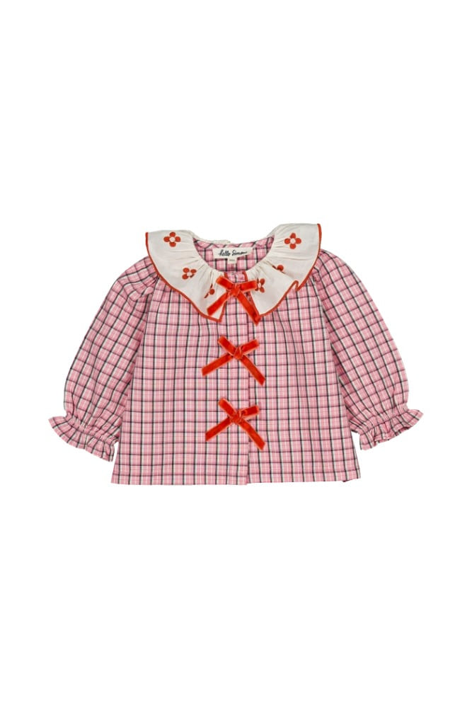 [헬로시모네] 베이비 미르띠유 블라우스 핑크 체크 AW25-MYRBBLPCH