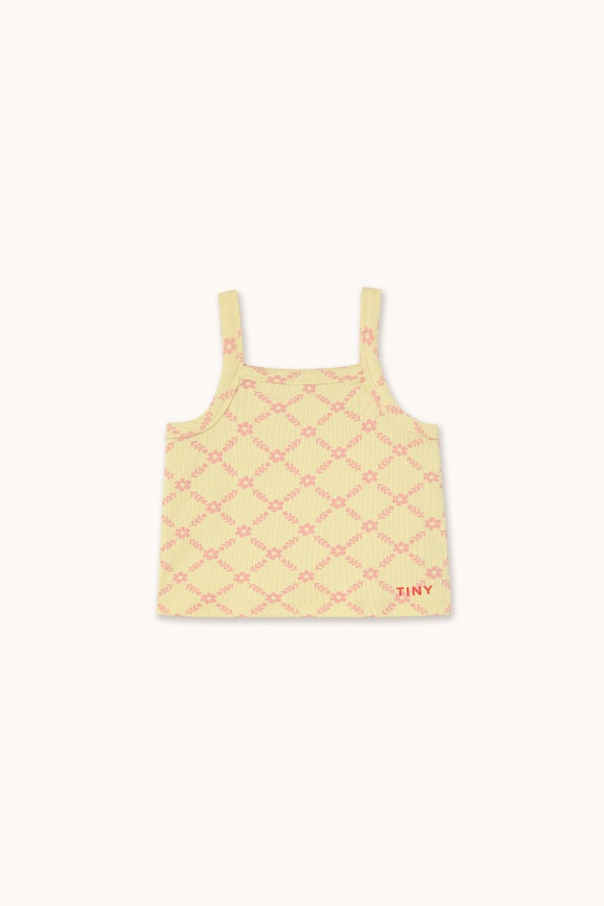 [타이니코튼] 플라워 그리드 스트랩 탑 AW25-352-K19