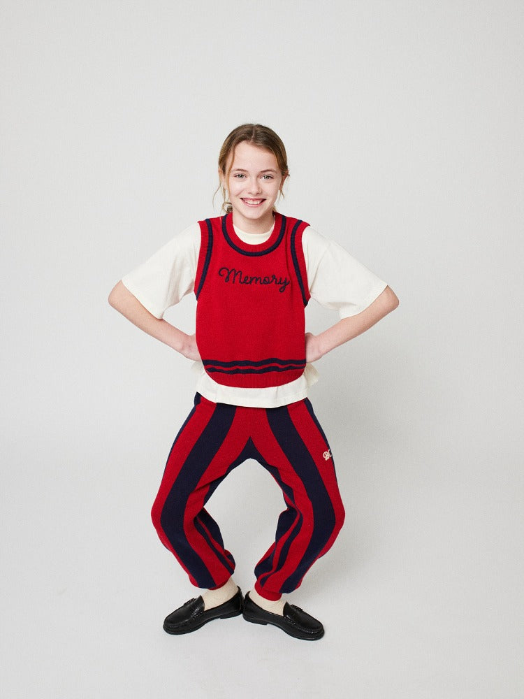 [보보쇼즈] 스트라이프 니티드 팬츠 B225BC010