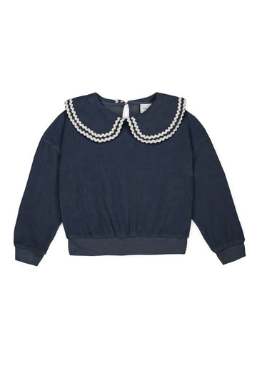 [미포넷] 로라 코튼 벨벳 스웻셔츠 블루 MPI24.1217.VEL002.04 [OL]