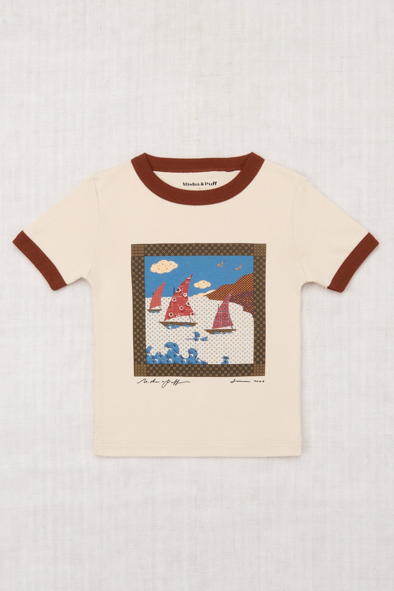 Sailboat Collage Ringer Tee