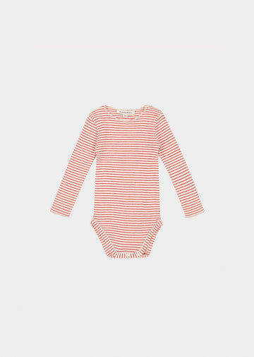 HANAU BABY COTTON ROMPER - REDCURRANT / CREAM
